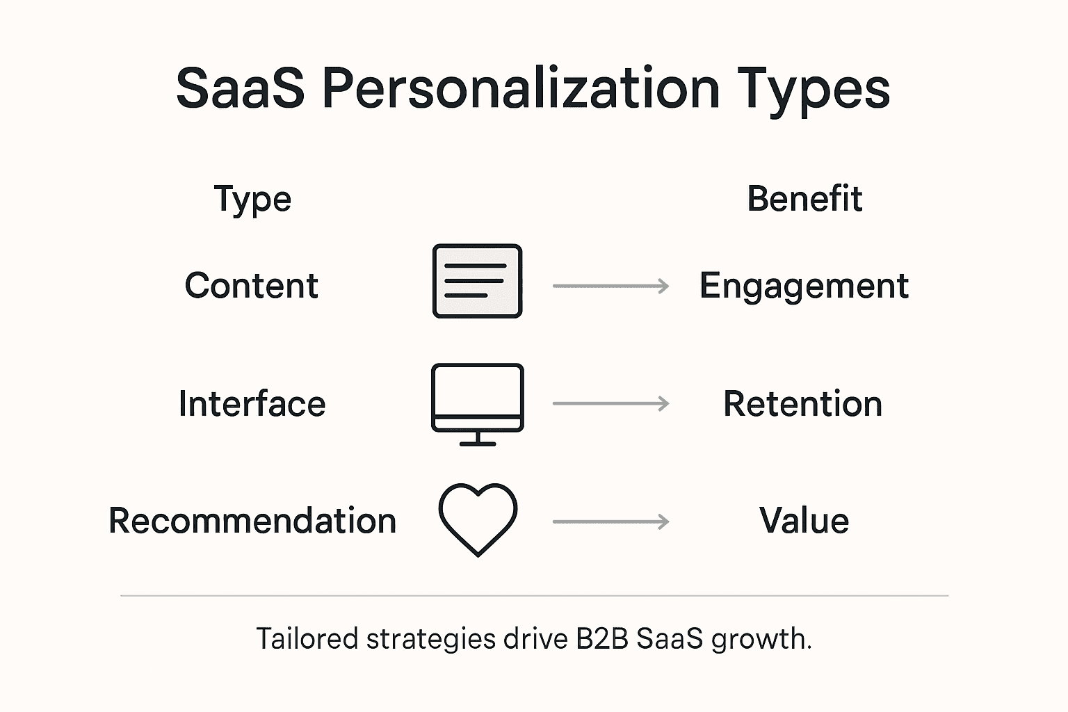 Infographic about SaaS personalization types and benefits