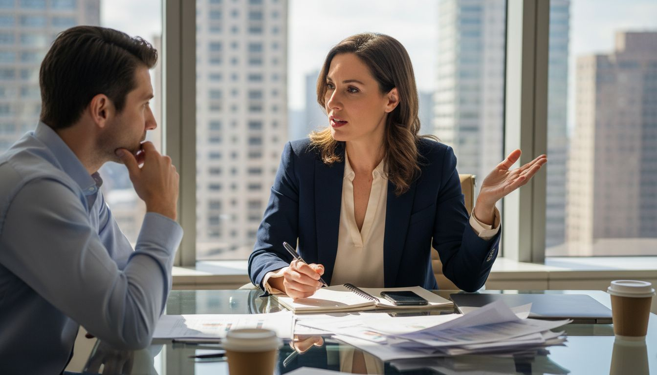 Professional communicator in business interview