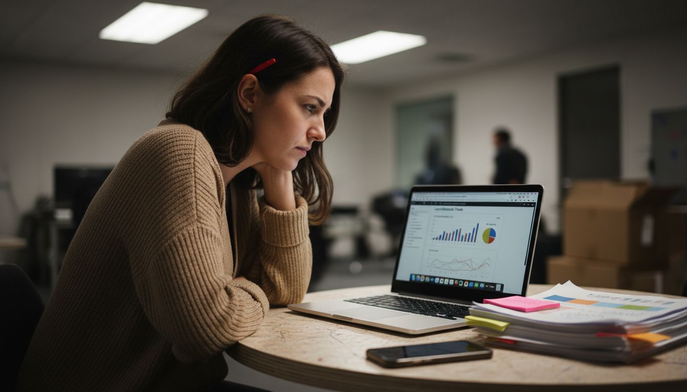 Marketer analyzes website objective progress charts