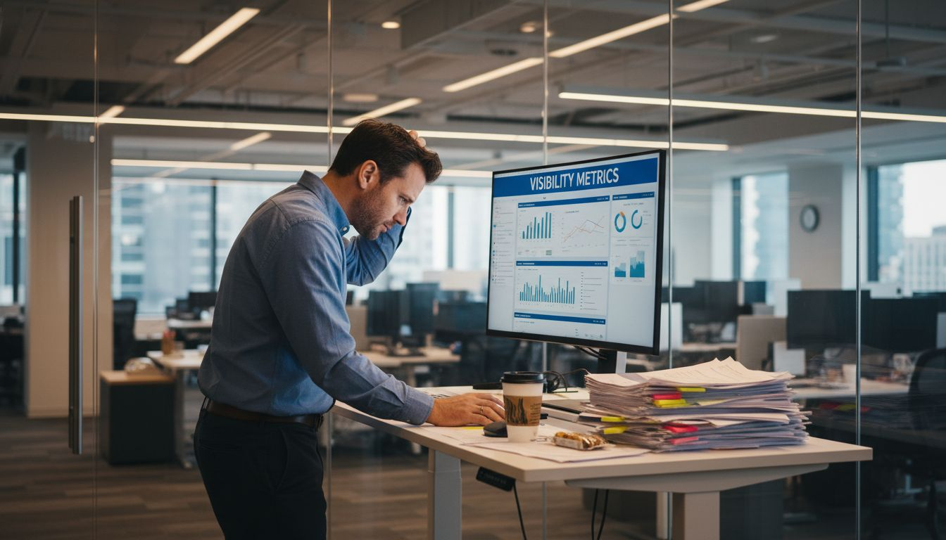 Marketer reviewing digital search metrics dashboard