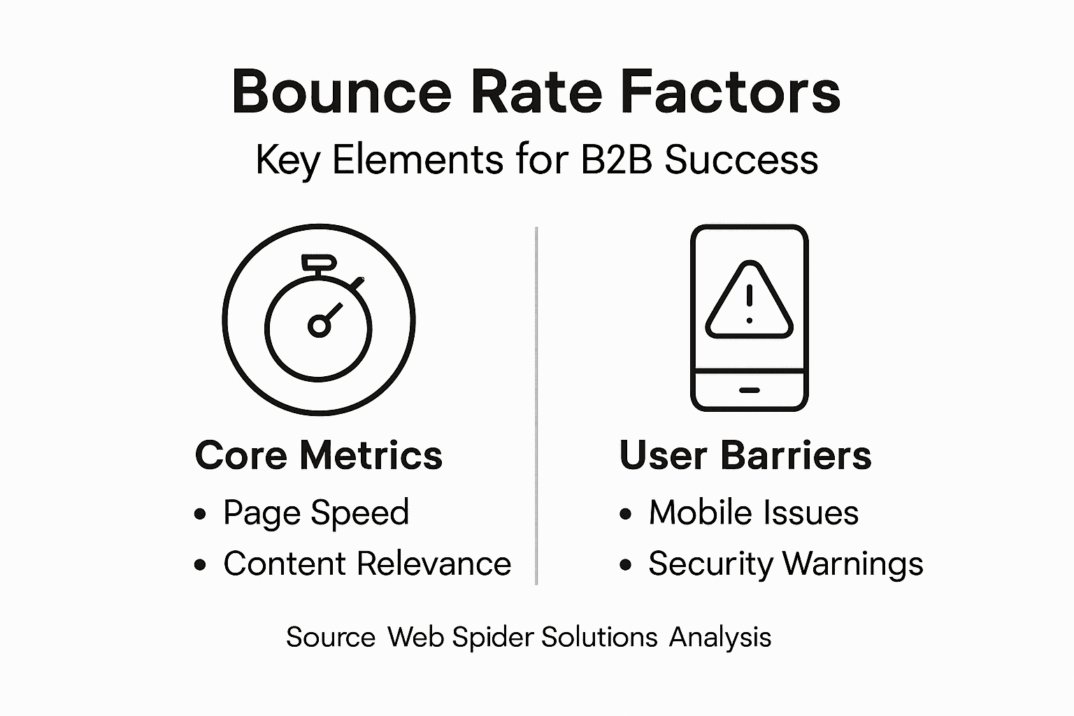 Infographic showing bounce rate factors for B2B