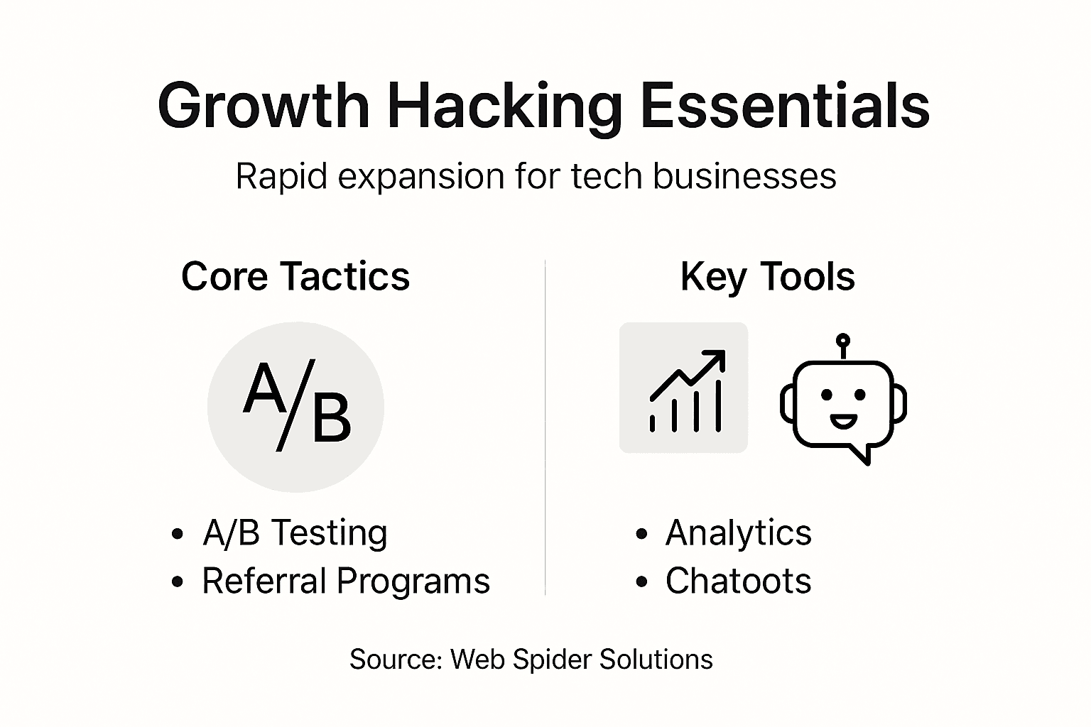 Infographic with growth hacking tactics and tools