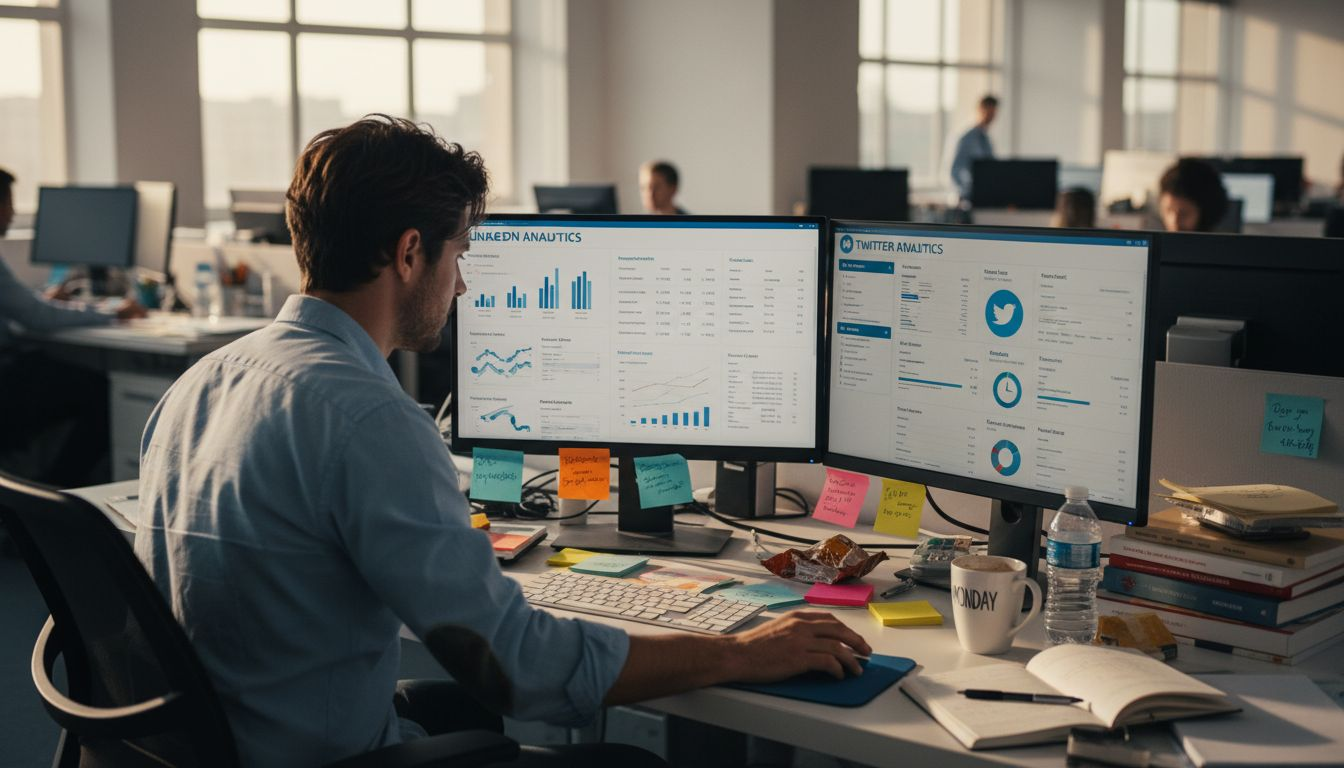 Marketer comparing social media platform data