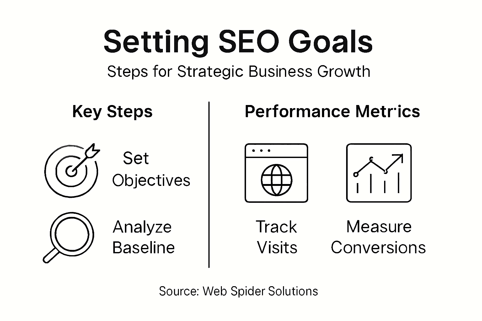 Infographic on strategic SEO goal setting steps