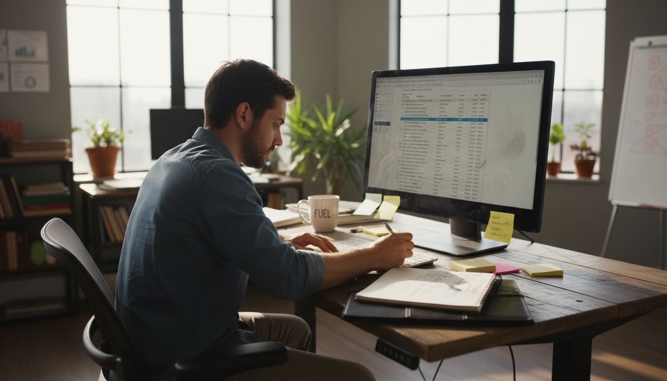 Marketing analyst reviewing SEO domain metrics