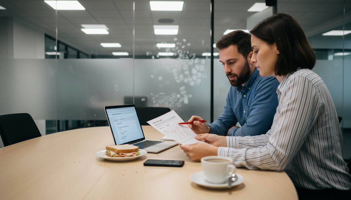 Team auditing competitor SEO strategy in meeting