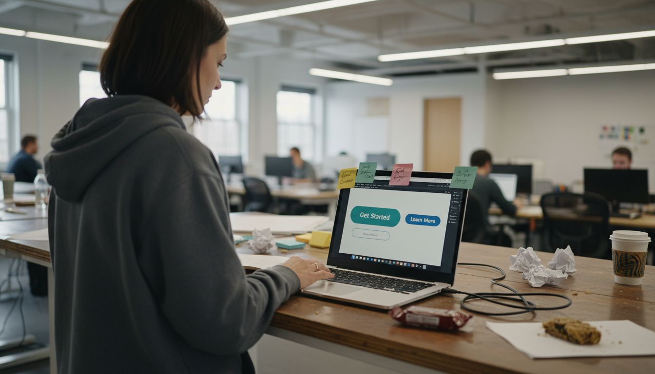 Designer working on CTA button design