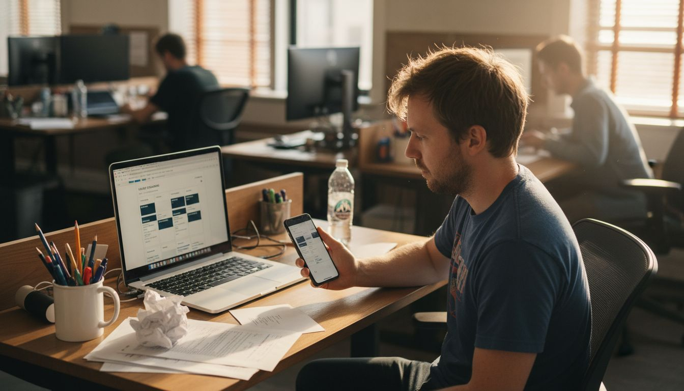 Developer tests SaaS on laptop and phone