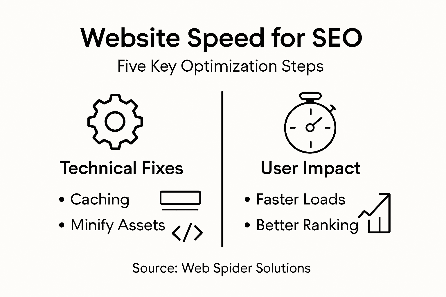 Infographic showing website speed key steps