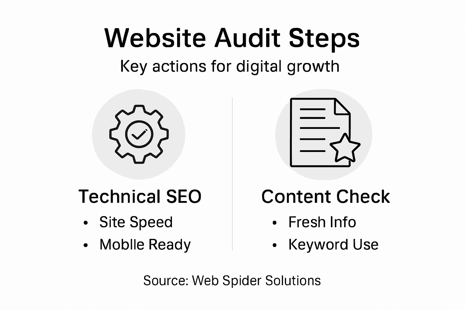 Infographic showing website audit steps overview