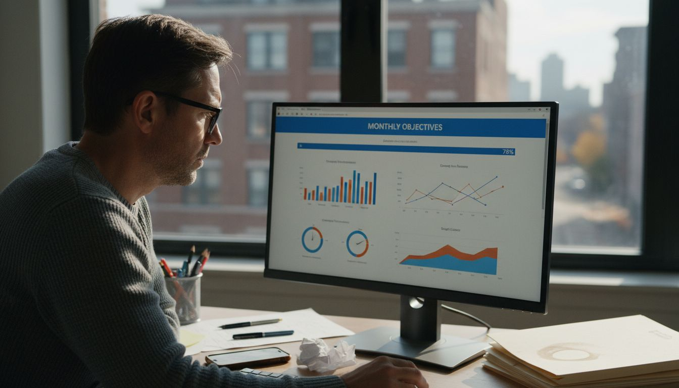 Manager viewing digital tracking dashboard