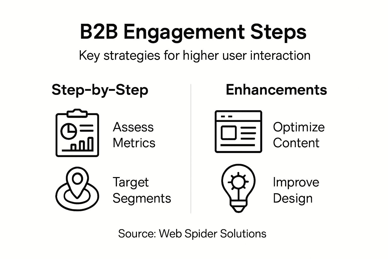 Infographic showing B2B website engagement steps