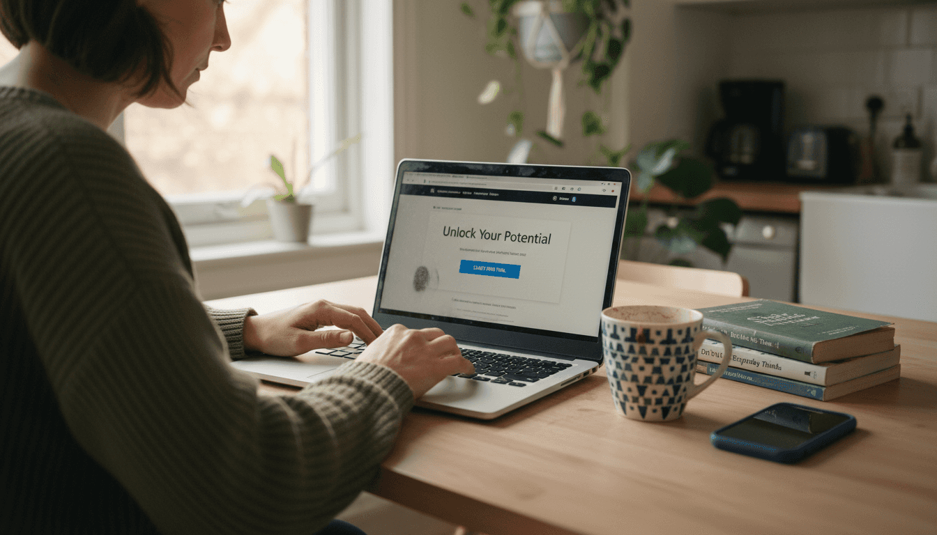 Marketer viewing homepage CTA button