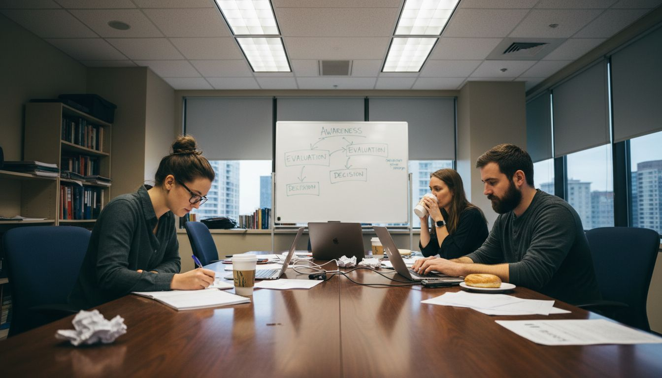 Team discussing customer journey stages