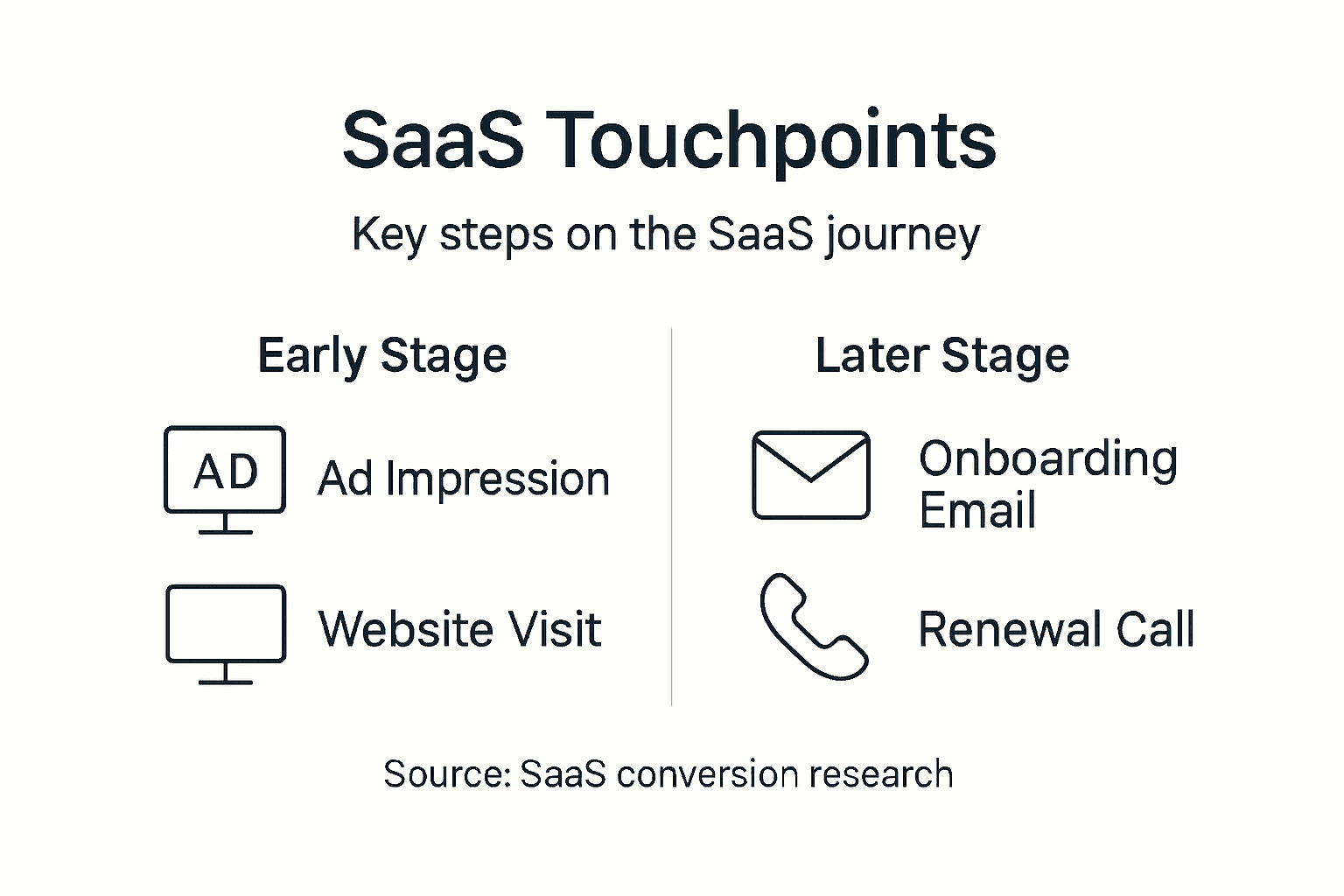 Infographic listing SaaS journey touchpoints