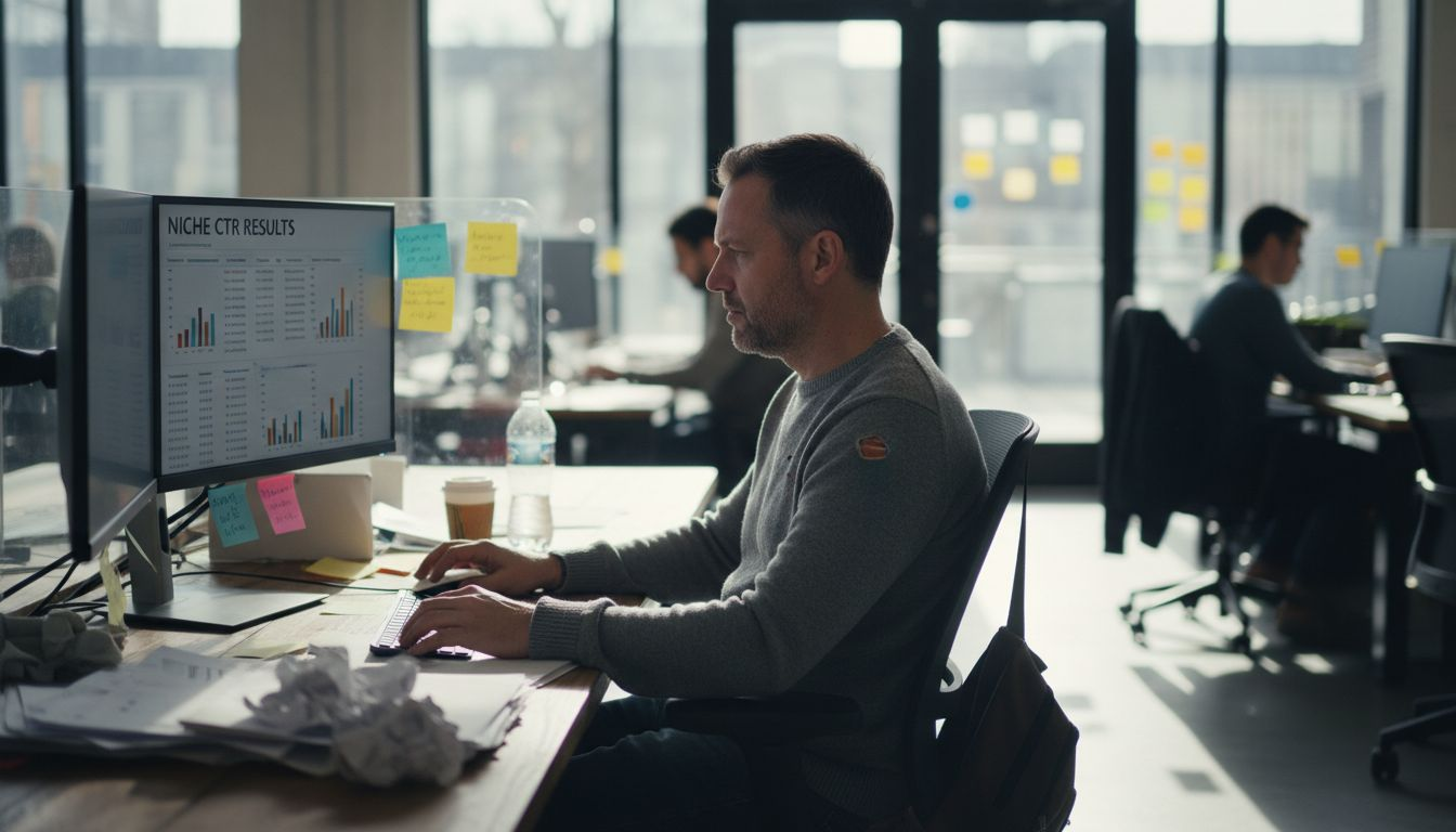 Marketer examining niche ad campaign results