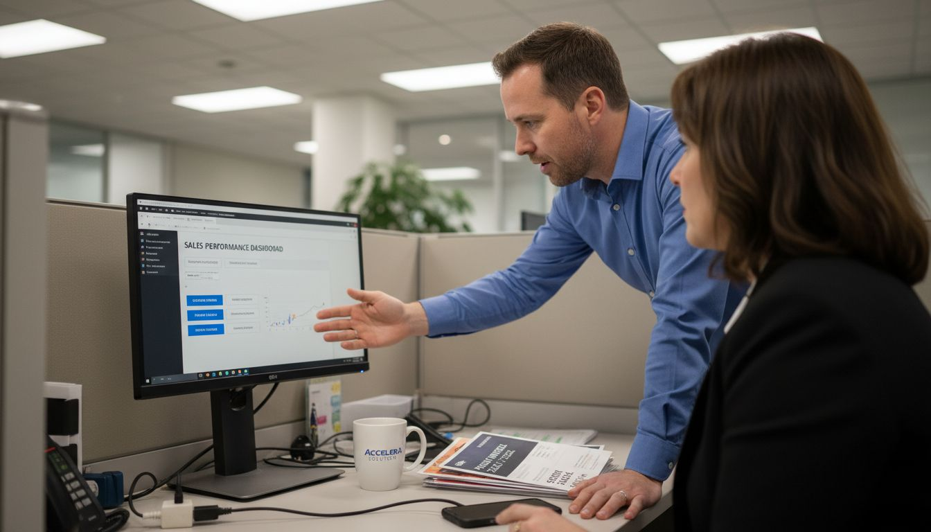 Sales executive giving interactive product demo