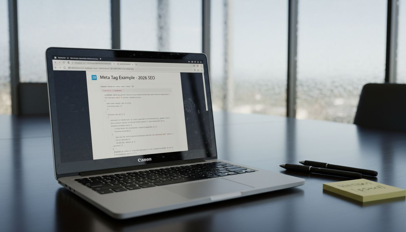 Laptop browser tab showing meta tag example