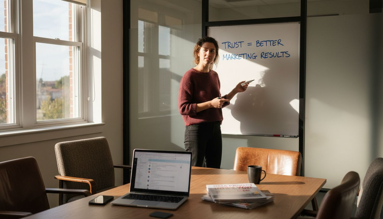 Manager explaining customer trust and privacy