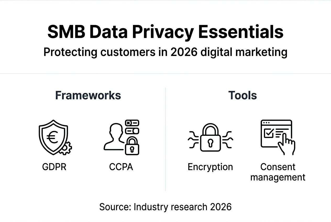 Infographic showing SMB privacy frameworks and tools