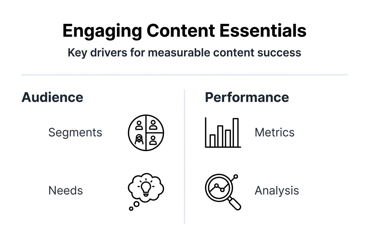 Infographic outlining engaging content essentials