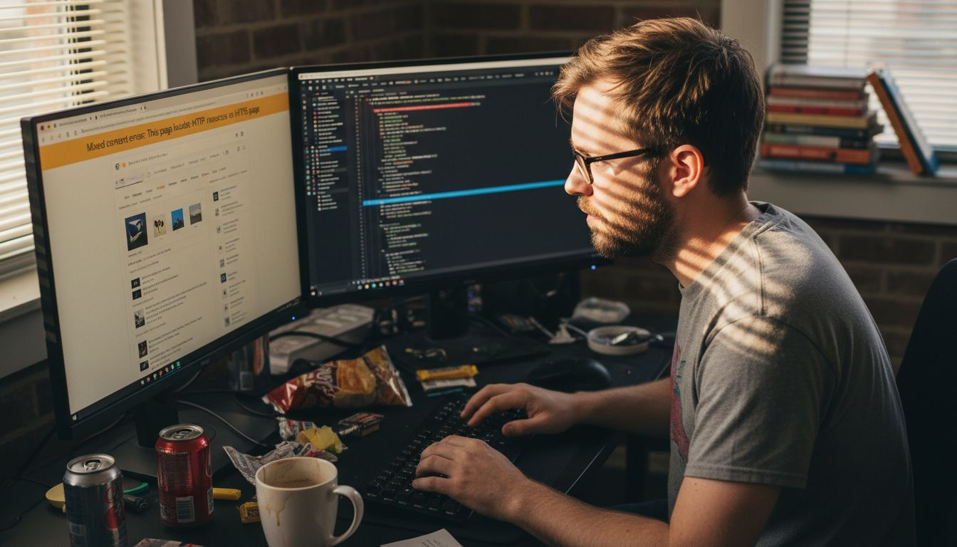 Developer troubleshooting mixed content errors