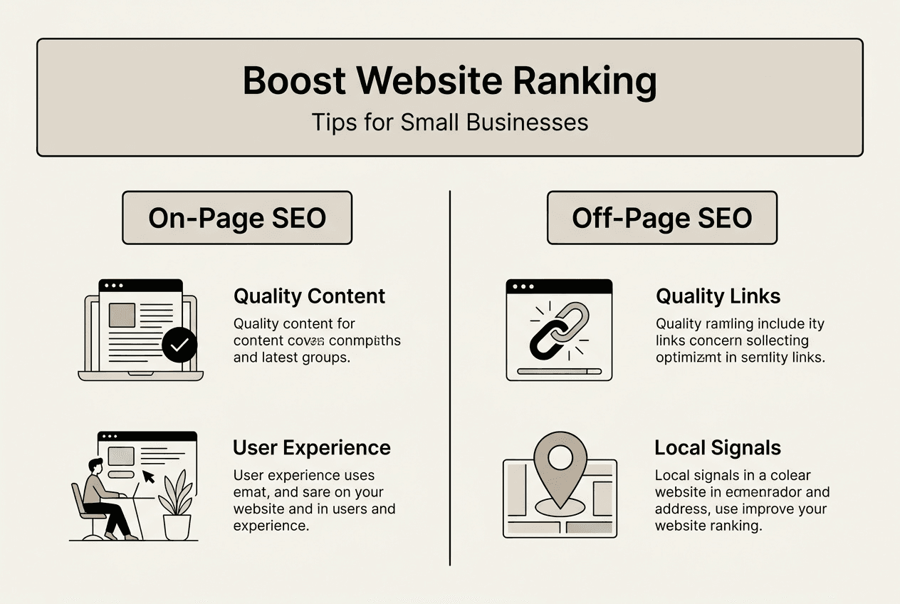 Infographic of website ranking tips for businesses