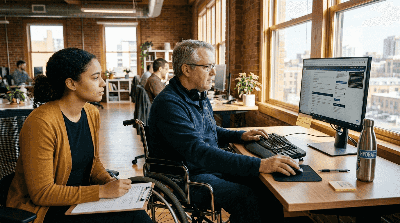 Man in wheelchair during website usability test