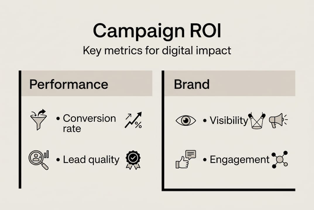 Infographic showing digital campaign ROI metrics