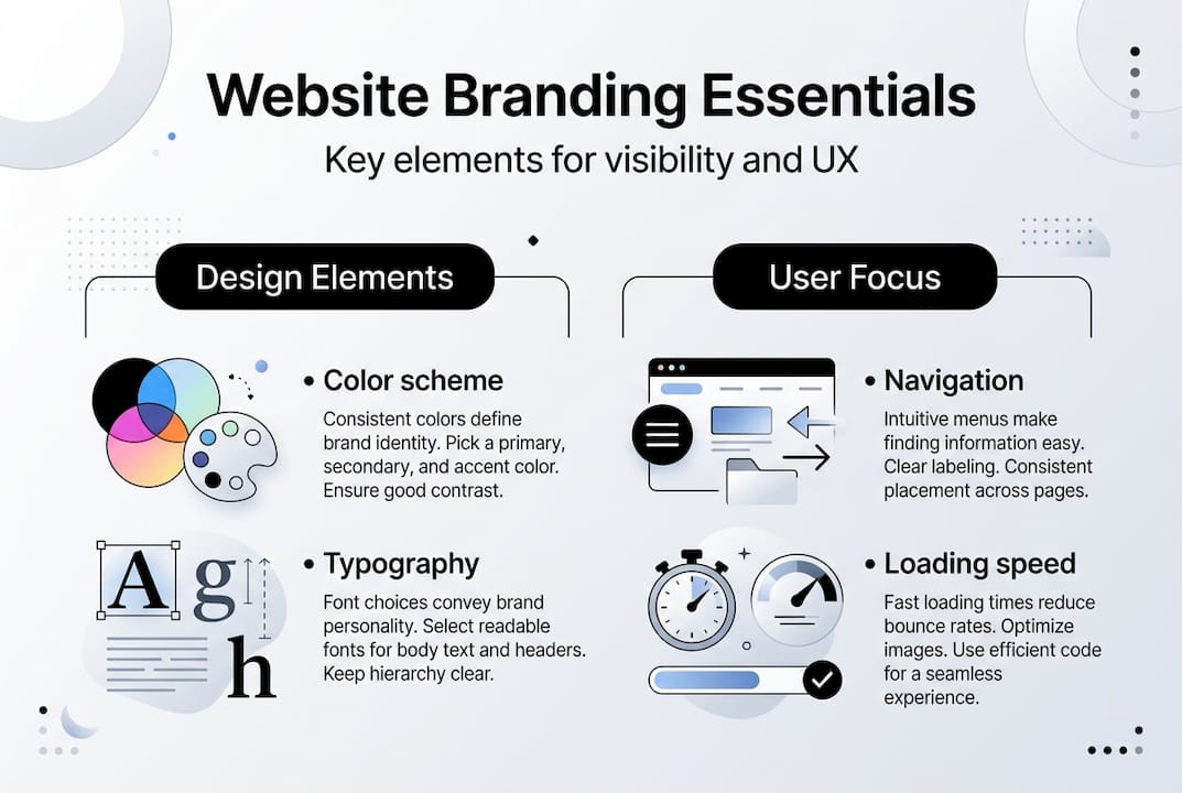 Infographic key website branding elements