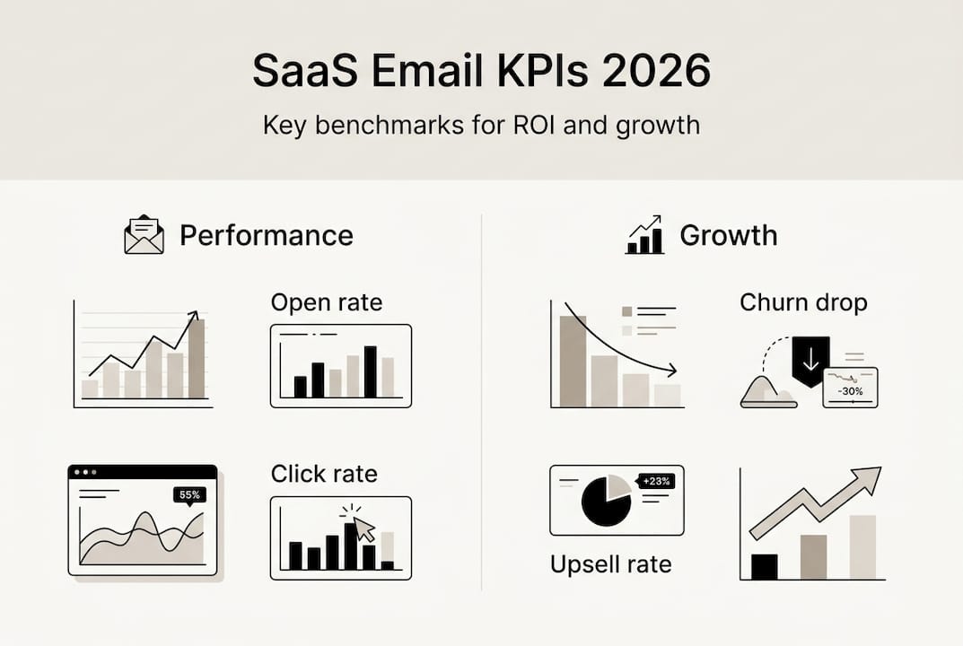 Infographic showing SaaS email benchmarks and KPIs