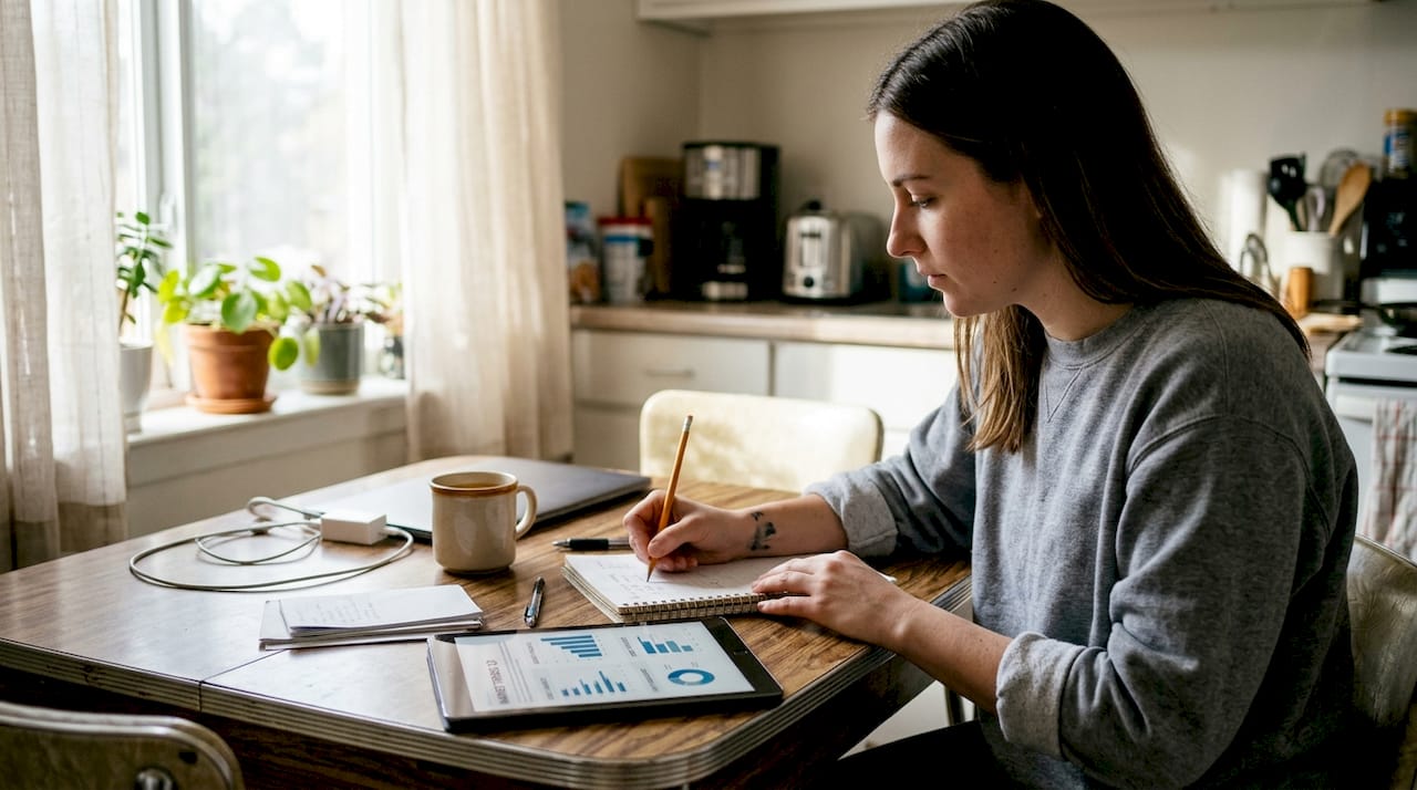 Person manually calculating conversion rate