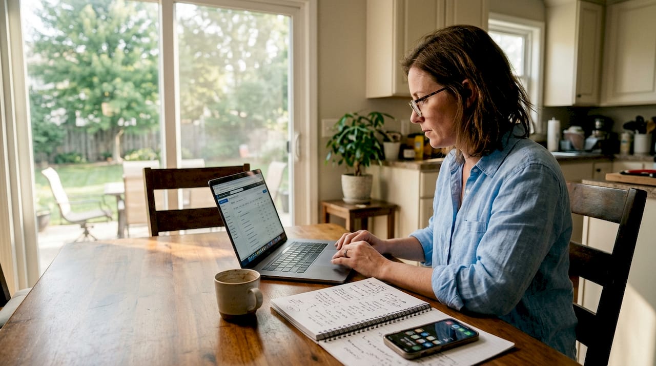 Small business owner setting up digital ads