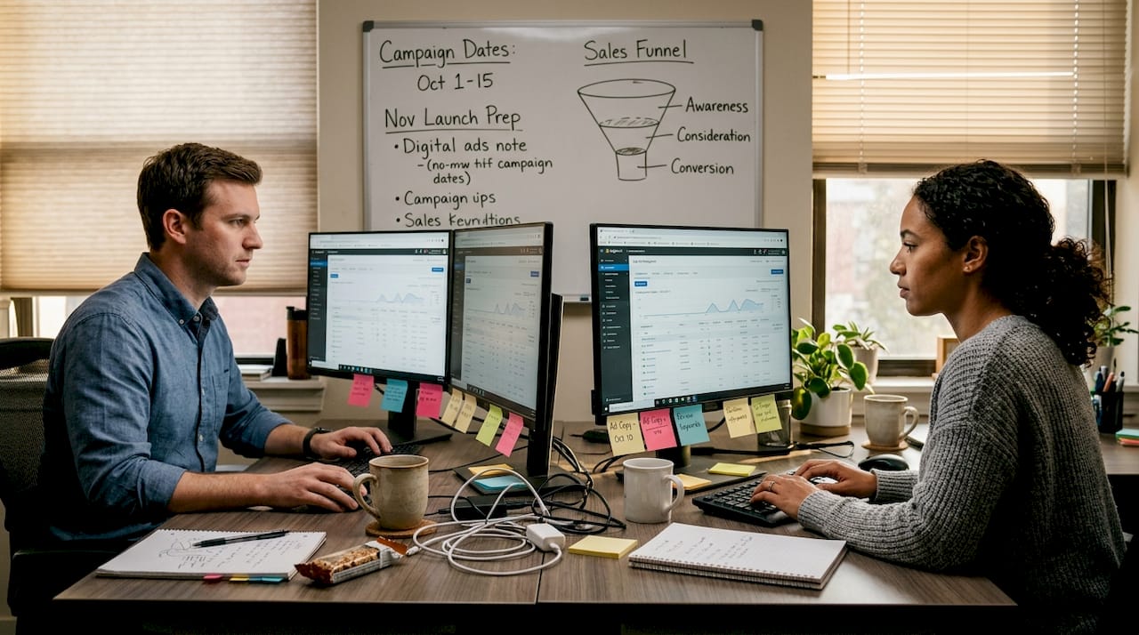 Marketing team working on campaign updates