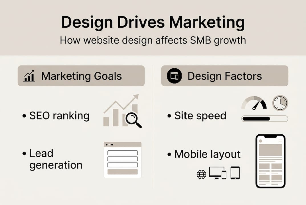 Infographic showing website design impact factors