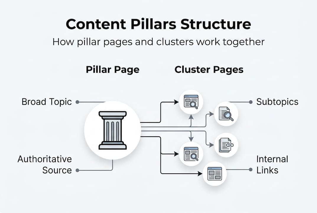 Infographic showing SEO pillar structure