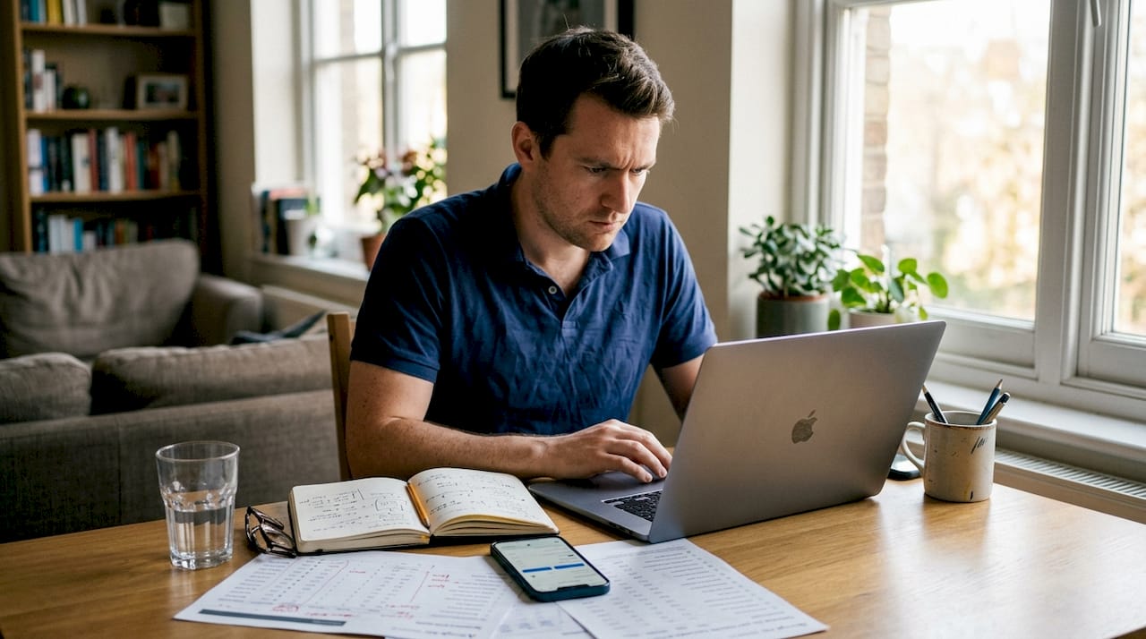 Analyst conducting PPC keyword research