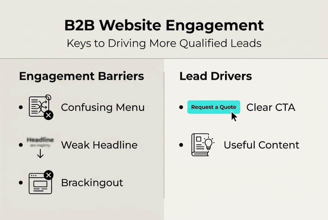 Infographic showing B2B website engagement factors