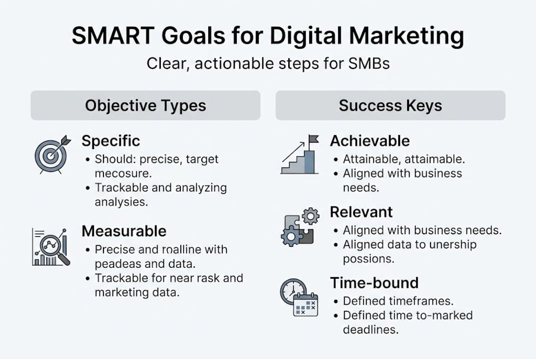 Infographic showing SMART digital marketing goals
