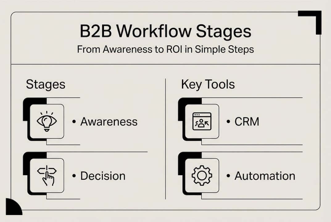 Infographic of workflow stages and tools