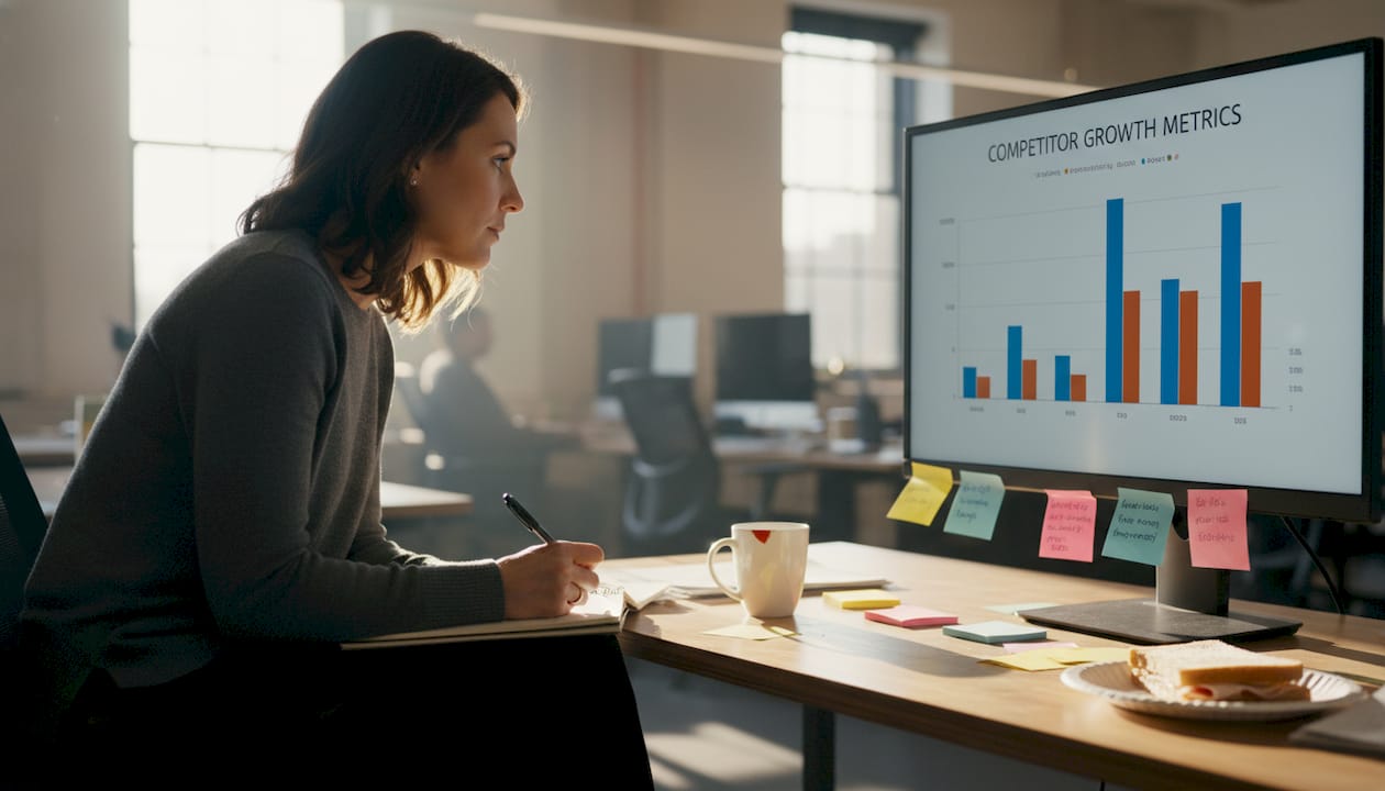 Analyst reviewing competitor growth metrics