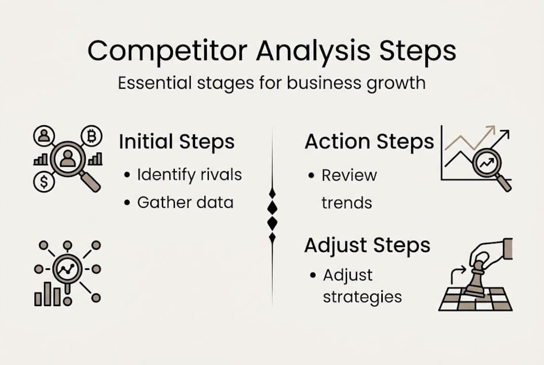 Infographic showing competitor analysis steps overview