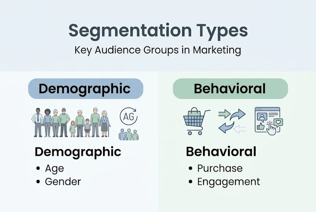 Infographic comparing demographic and behavioral segments