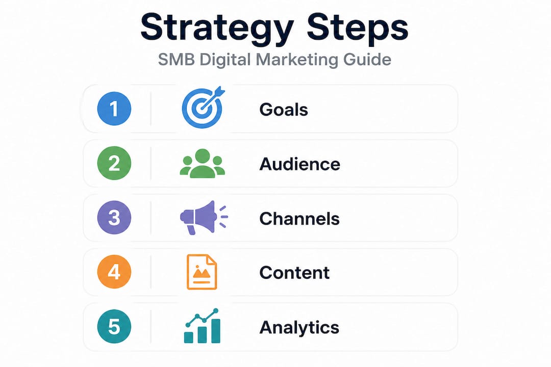 Infographic showing steps in digital marketing strategy