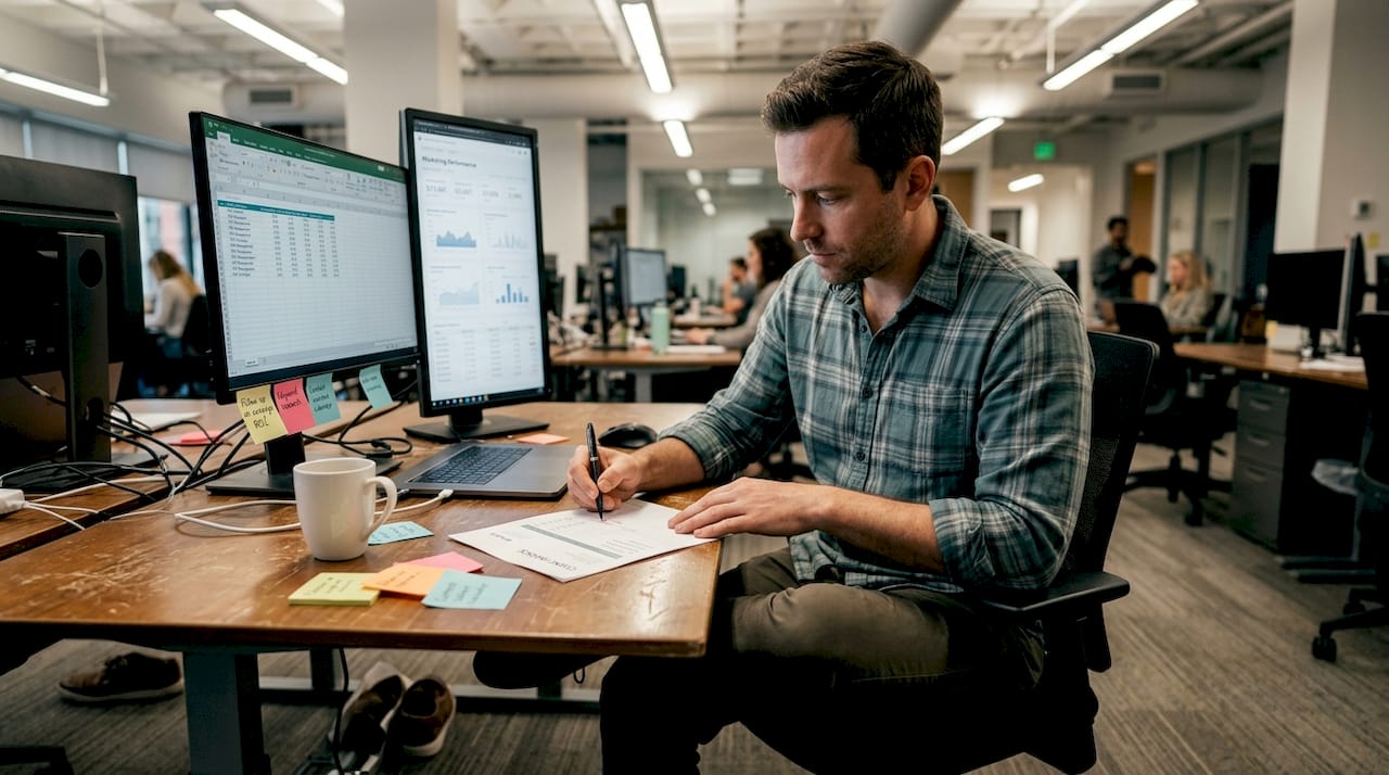 Consultant examining digital agency fees