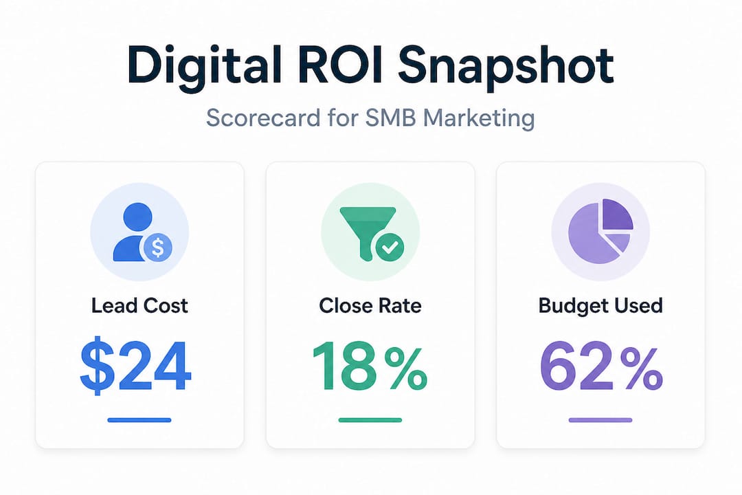 Infographic showing SMB marketing ROI metrics