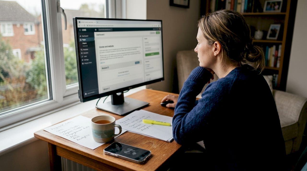 Marketer working on on-page SEO setup