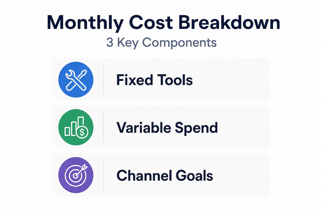 Infographic showing three digital marketing cost components