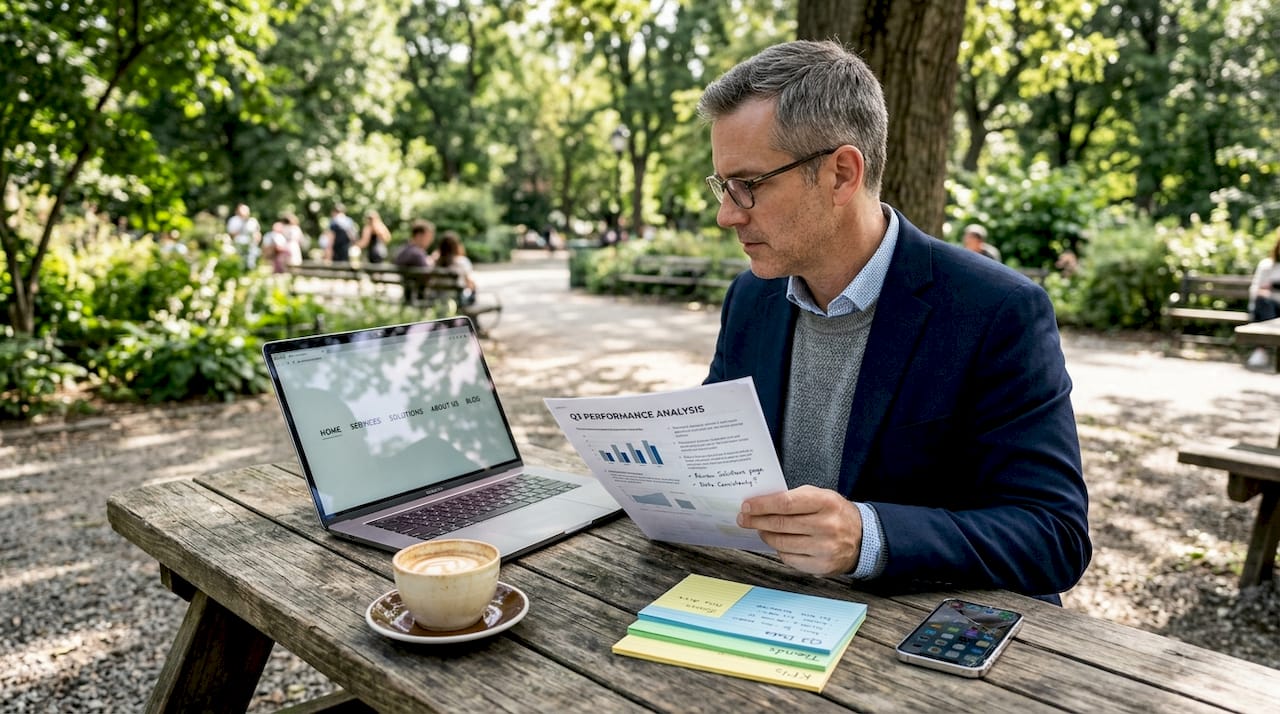 Business analyst evaluating simple website navigation