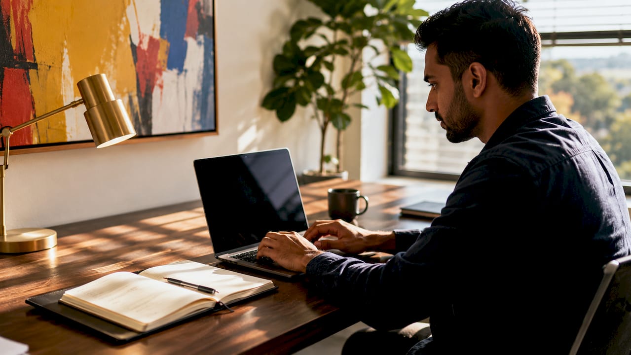 Hands typing workflow triggers on laptop